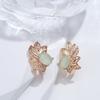 New Green Natural Zircon English Earrings For Women Luxury  Rose Gold Bride Wedding Jewelry Vintage Daily Earring