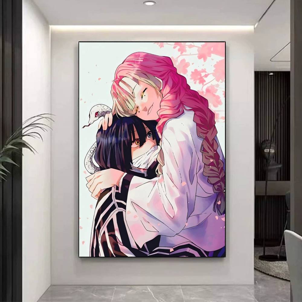 Anime Romance M-Mitsuri And O-Obanai Whitepaper Poster Waterproof Paper Sticker Coffee House Bar Aesthetic Art Wall Painting