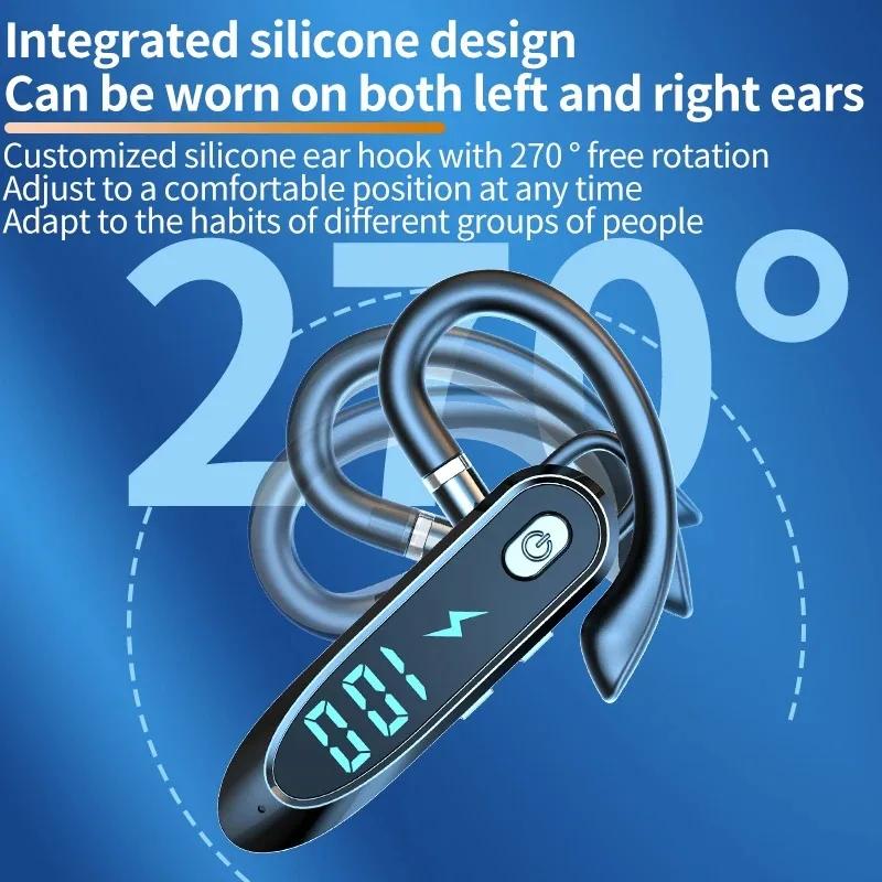 Wireless Bluetooth 6.0 Ear Hook Earphone Sports Business Single Ear Headset Handsfree headphones Waterproof With Mic Smartphone