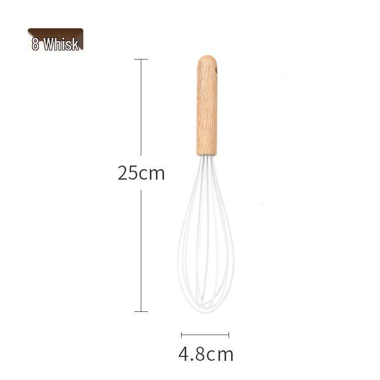 Teak 9-Piece Kitchen Set: Solid Wood Spatula, Spoon, Fork, Non-stick Pan, Acacia Wood Utensils, Long Handle Pot & Vegetable Spatula