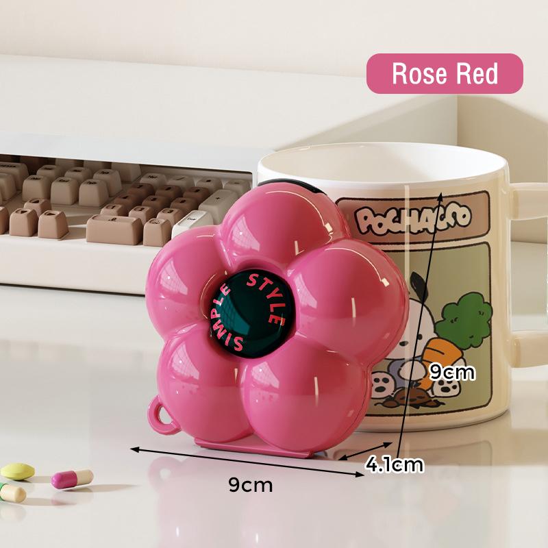 

Dopamine Flower Pill Organizer Portable Medicine Case with 6-Compartment Cute Weekly Vitamin Storage Box for Travel & Home