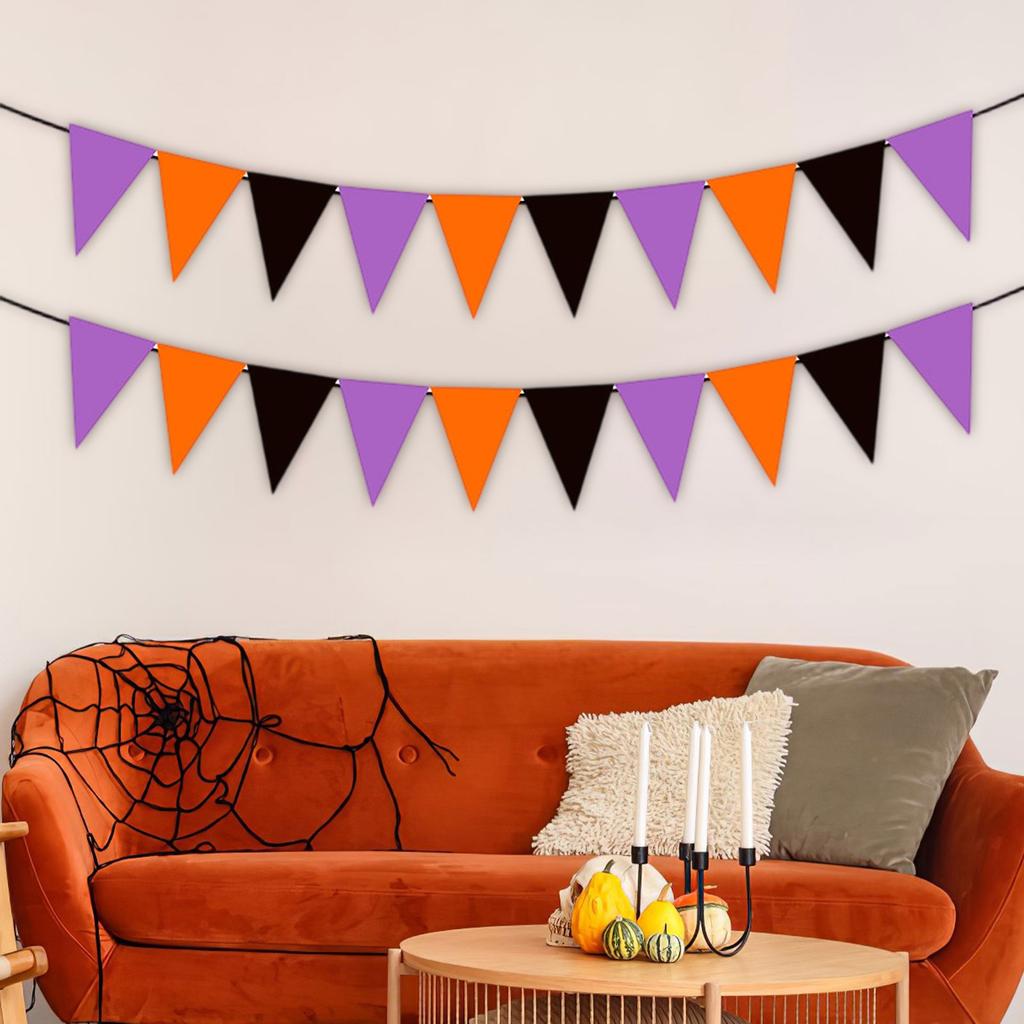Halloween Dreiecksflaggenbanner, Partydekoration Stoff Dreieckige Bunte Flagge
