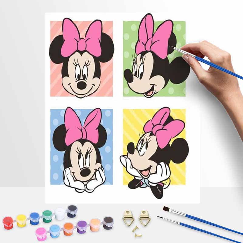 Disney DIY Painting Kit Cute Minnie Mouse Classic Style Home Decor Craft Gift Idea Wall Art Portrait Expression Set Room Decor 130
