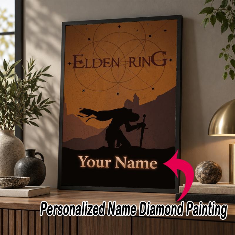 Custom Name Elden Ring 5D Diamond Painting Personalized Full Drill Diamond Art Kit Gift