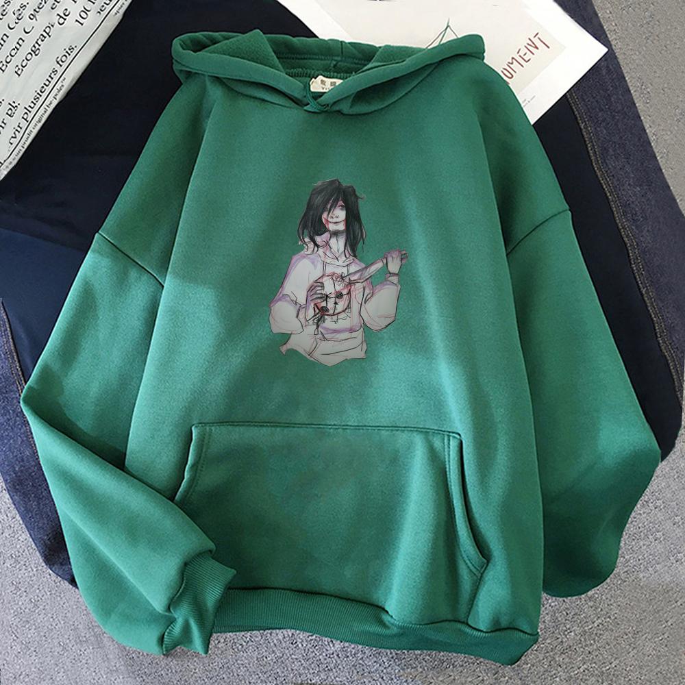 Jeff The Killer Virtual Characters Printed Hoodies Women Casual Cartoon Graphic Sweatshirts Hooded Fleece Autumn Winter