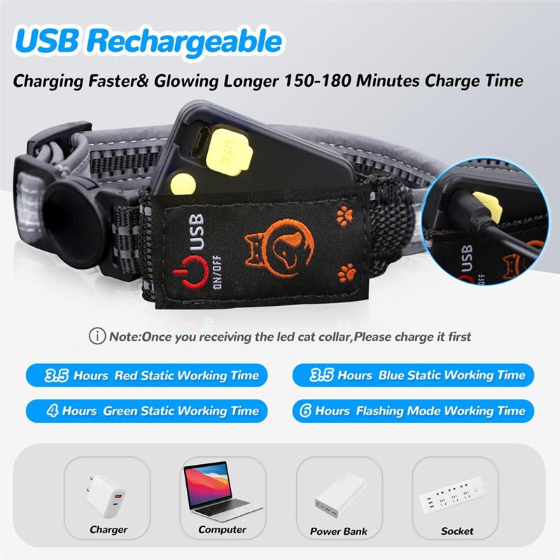 Kattenhalsband Met Afstandsbediening, Oplaadbaar Waterdicht LED-licht Voor de Nacht, Hond Voor Nachtwandeling Accessoires