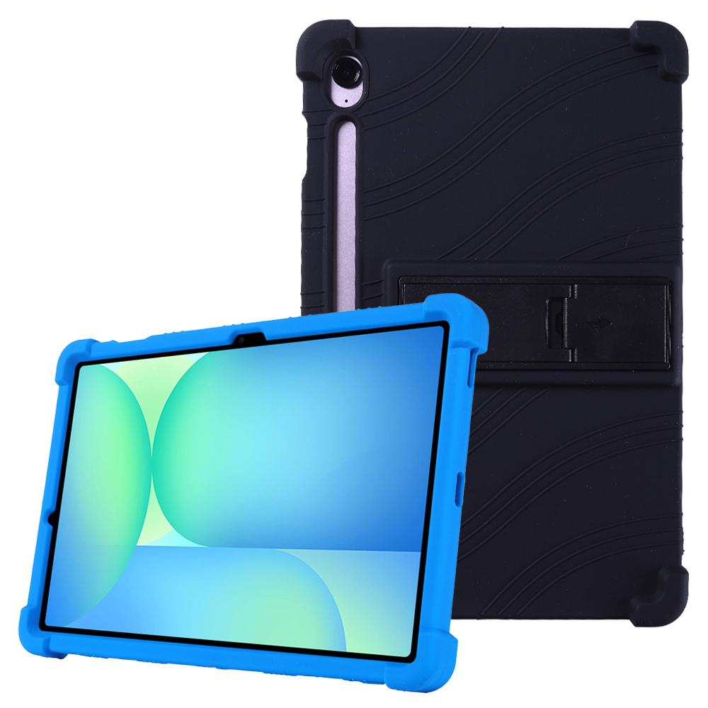 For Samsung Galaxy Tab S10 FE+ Silicone Case with Kickstand Rugged Protective Cover