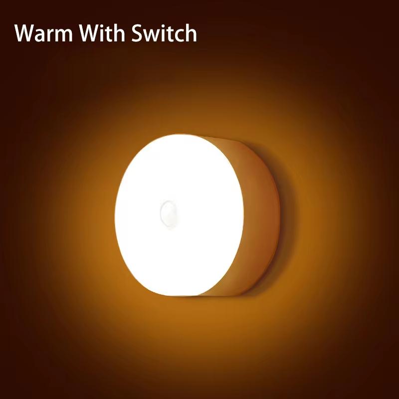 Hareket sensörlü ışık Led USB NightLights Yuvarlak Ücretli Lamba Yatak Odası Mutfak Merdiven Koridor Dolap Dolap Aydınlatma