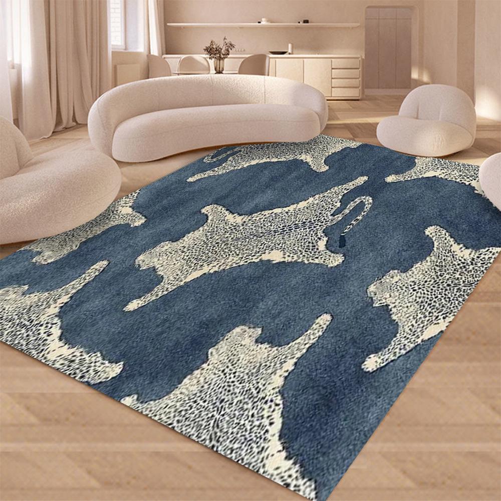 Leopard Print Light Luxury Rug for Living Room Deco Flannel Carpet Ins Style Large Area Floor Mat Bedroom Bedside Soft Floor Mat
