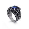 Punk Rock Retro Black Red Blue Dragon Claw Ring Men Women Hiphop Stainless Steel White Crystal Zircon Biker Rings Jewelry