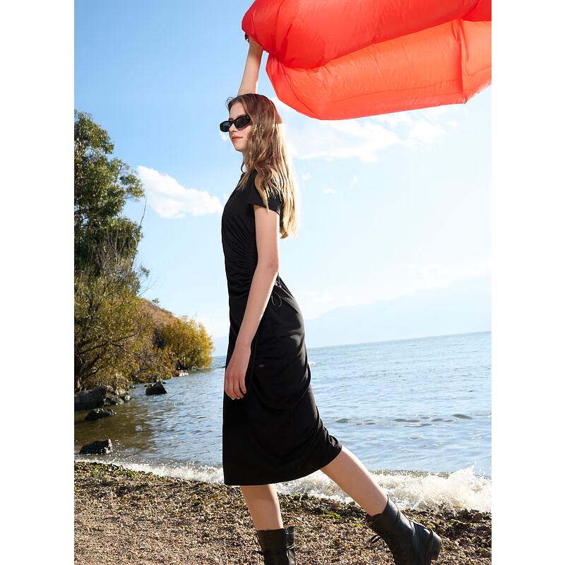 

Sancai 2025 Spring Polo Collar Short Sleeve Slim Fit Little Black Dress M