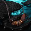 Retro Coffee Pendant Necklace with Wooden Beads - Irregular Long Chain for Women and Men, Chinese Style Fall/Winter Accessory