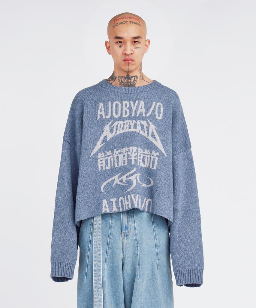 AJOBYAJO [Pba] Total Logo Cropped Sweater [Sky Blue]