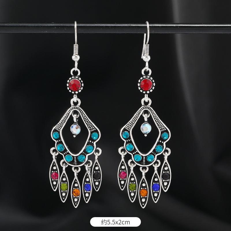 Original Design Earrings Retro Court Fringed Temperament Earrings Women's Long Crystal Ear Jewelry