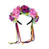 Floral Hairband Rainbow Rose Hair Hoop Halloween Decorative Tassels Role Play Costume Proms Party Live Show Headwear