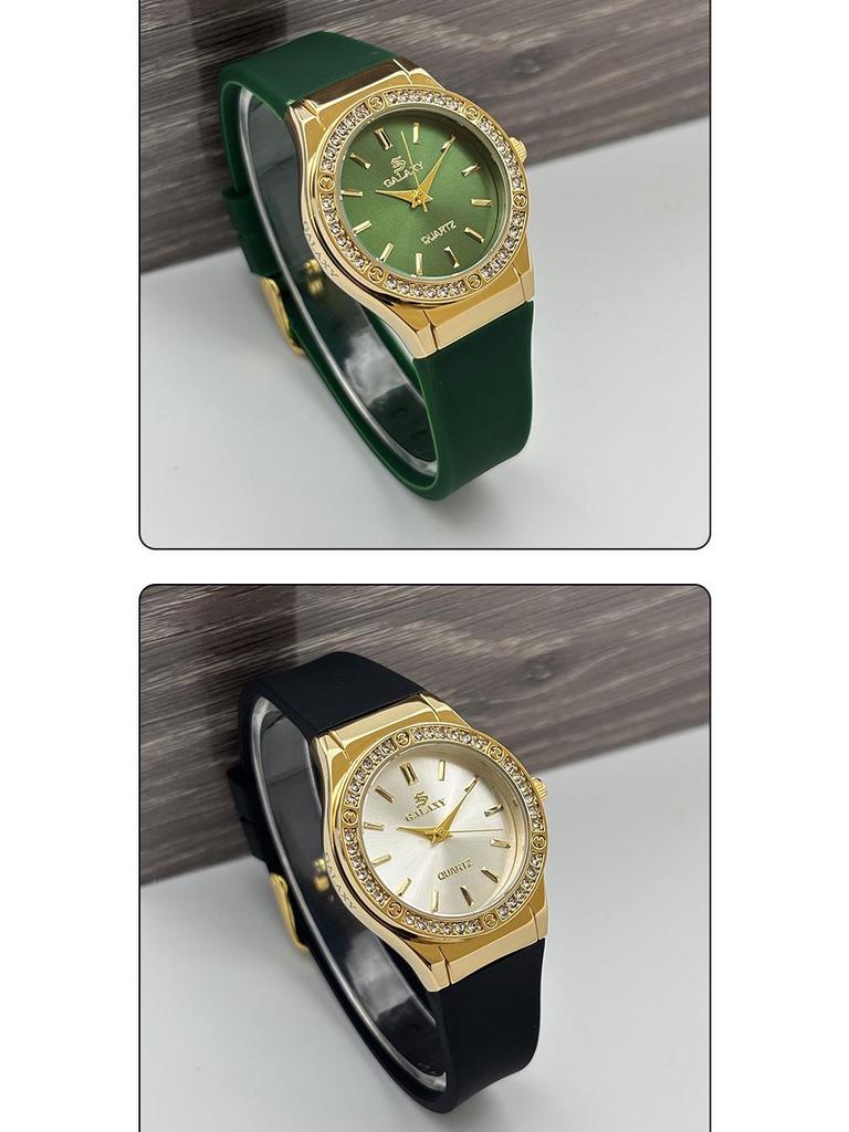 Elegant Men's Round Black Watch with Diamonds