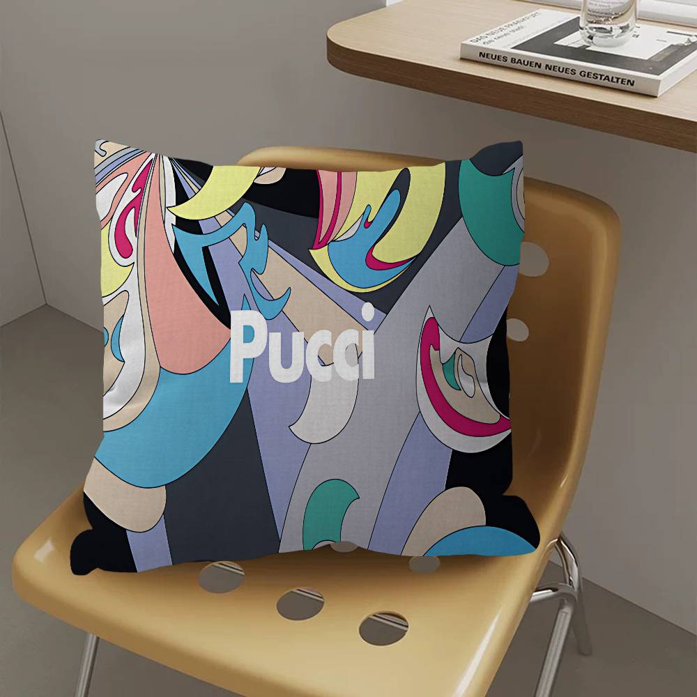 E-Emilio P-Pucci Logo Personalized Pillow Cover Kids Bedroom Wild Party Decor Pillowcase Kid Birthday Shower Gift