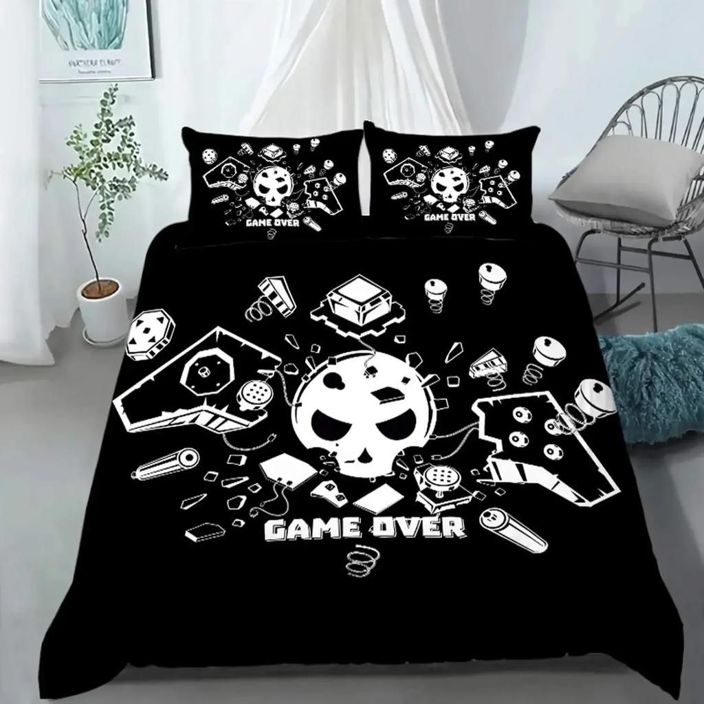 Gaming Bedding Set Gamer Room Decor Gamer Comforter Cover for Boys Kids Teen Video Games Twin Size Gamepad Polyester Quilt Cover