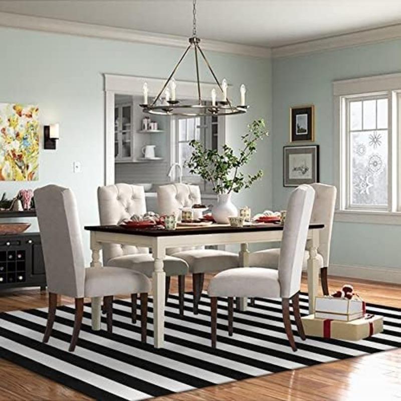 Black and White Stripe Rug Outdoor Balcony Christmas Decor Rug Machine Washable Carpet Rug for Dining Room Entryway Home Office