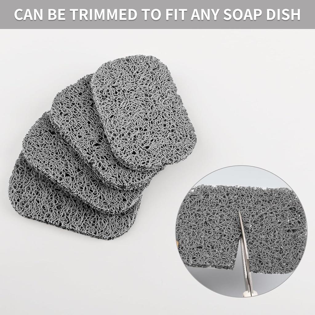 4 Pack Gray BPA-Free Soap Savers Pads for Soap Dish, Non-Slip Soap Holder Pad,Self Draining Soap Bars Holder Pads Suitable for Kitchen Bathroom Shower