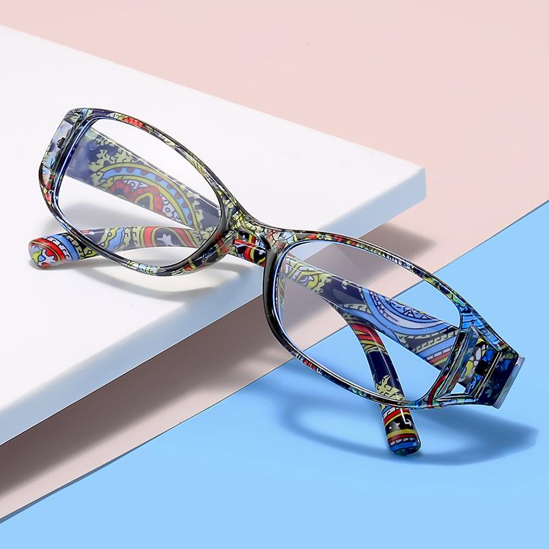 Fashionable Anti Blue Light Reading Glasses with Ultra Light Printed Reading Glasses for Women, Middle-aged and Elderly People