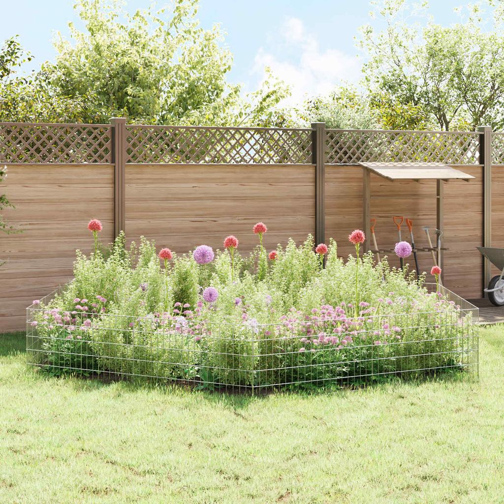 Garden Fence with Posts 12 pcs 95 x 50 cm Mesh Galvanized Steel