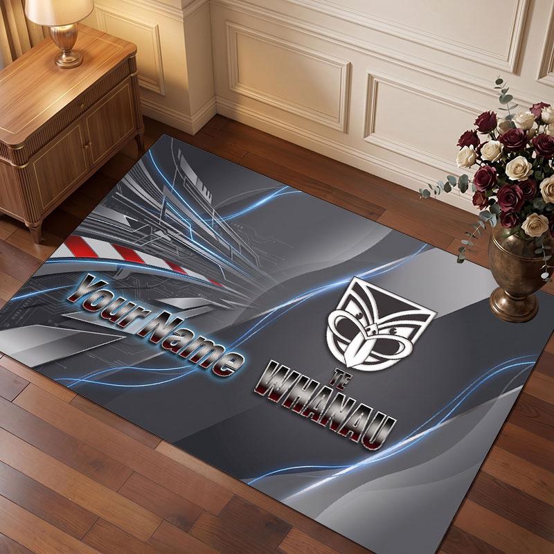 Wigan Warriors Personalized Crystal Velvet Carpet, Customized Name Text Soft Anti‑Slip Rug for Living Room Bedroom