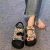 Thick-soled Comfortable Trend Velcro Beach Sandals Women 2025 Summer New College Style Fashion Roman Sandals Women
