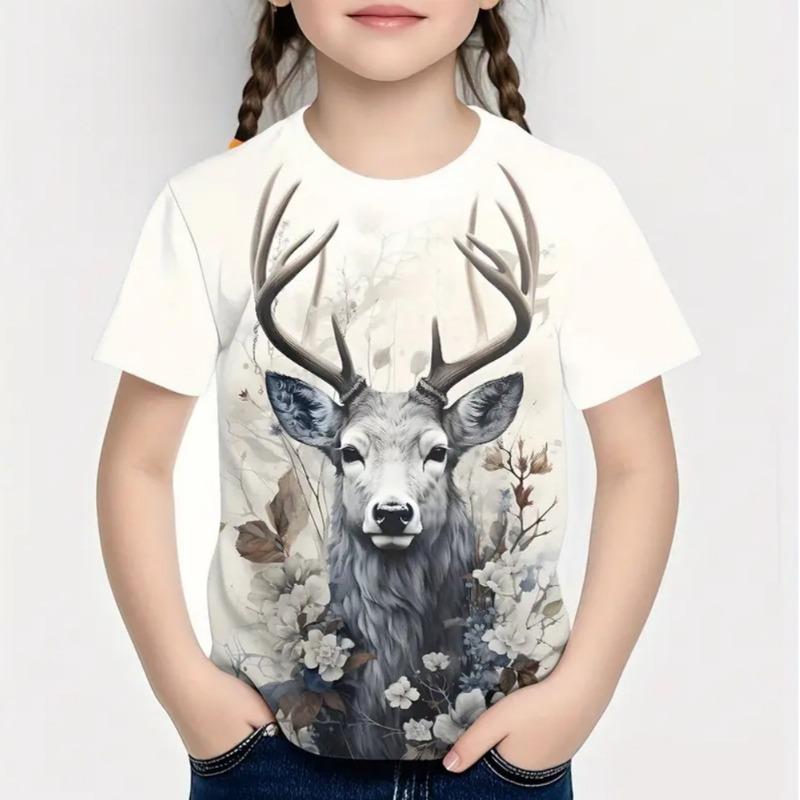 Vestiti per Bambina Estate Carini e Divertenti Animale Cavallo Girocollo Maniche Corte Stampa Maglietta Moda Streetwear Top Maglietta Bambina