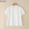 ZANZEA Women Summer V-Neck Short Sleeve Solid Color Casual Blouse