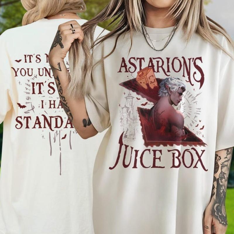 Funny Astarion Game Fan Astarion Bg3 Shirts Astarions Juice Box Bg3 Cotton TShirtGirl Dinner ShirtHigh Elf Gaming Apparel S