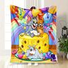 Tom Jerry Birthday Party Cake Kids Room Decor PosterBlanket Flannel Throw Blanket for Sofa, Bed, Travel, Camping, Office