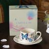 High Value Butterfly Coffee Cup Saucer Set Ceramic Mug Girl Drinking Water Cup Luxurious High End Souvenir