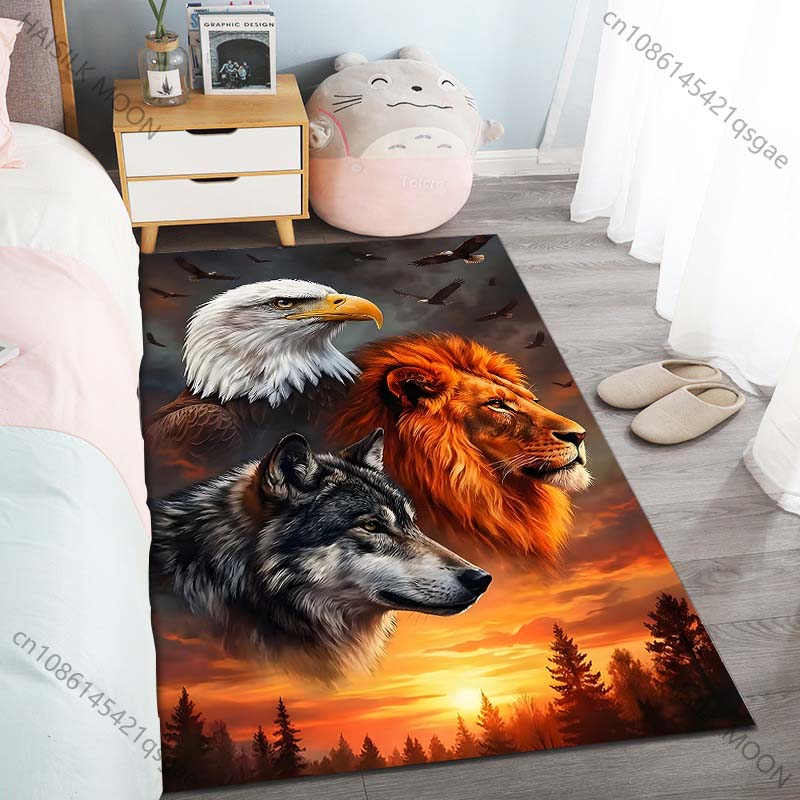 

1PC Eagle Lion Wolf Sky Sunset Carpet for Living Room Bedroom Sofa Home Decor Rus Non-slip Floor Mat Luxury Gift Multiple Sizes 40cm x 60cm