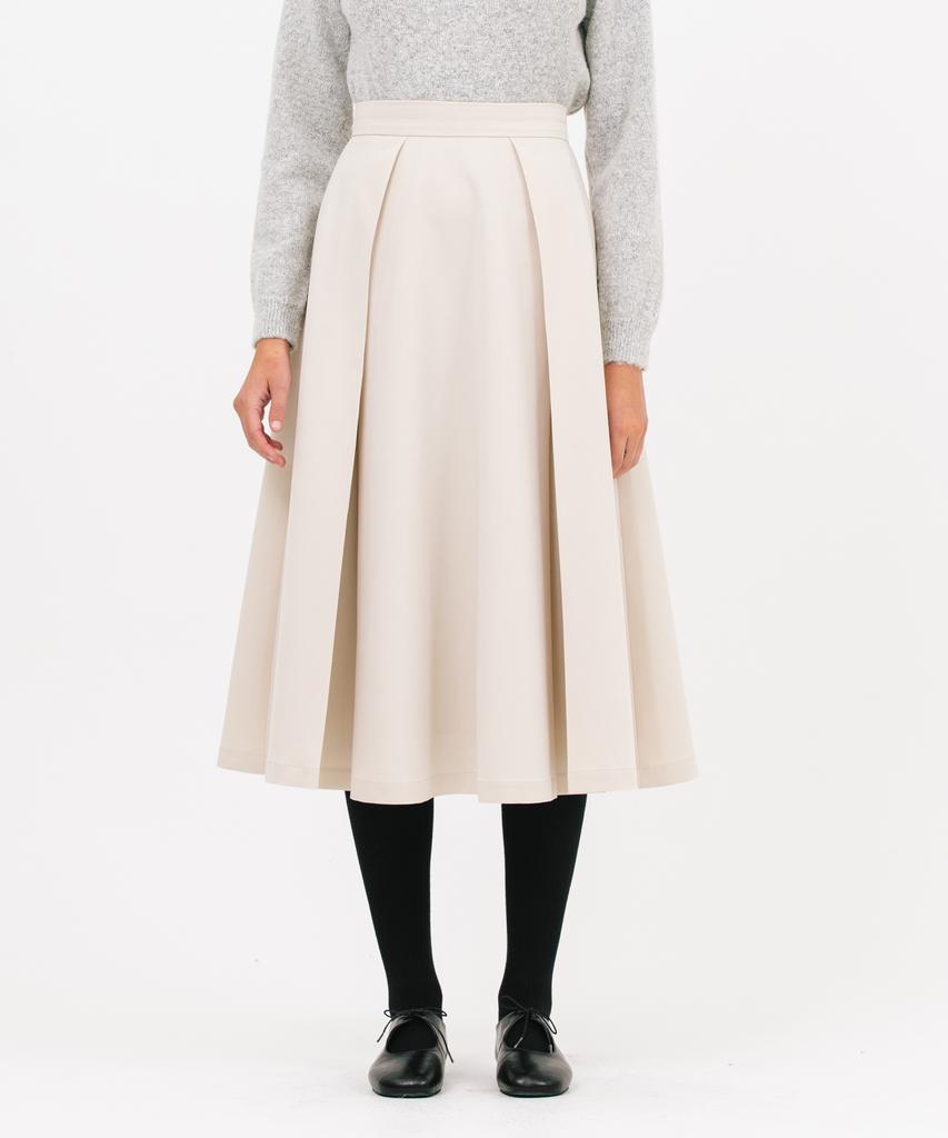 Jun By Jun K Front Tuck Flare Skirt_Cream