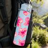 1PC Pink Hibiscus Floral Bloom Print 750ml Color Plastic Sports Water Bottle Leakproof Flip Straw Lid Suitable for Sports Office Home Use
