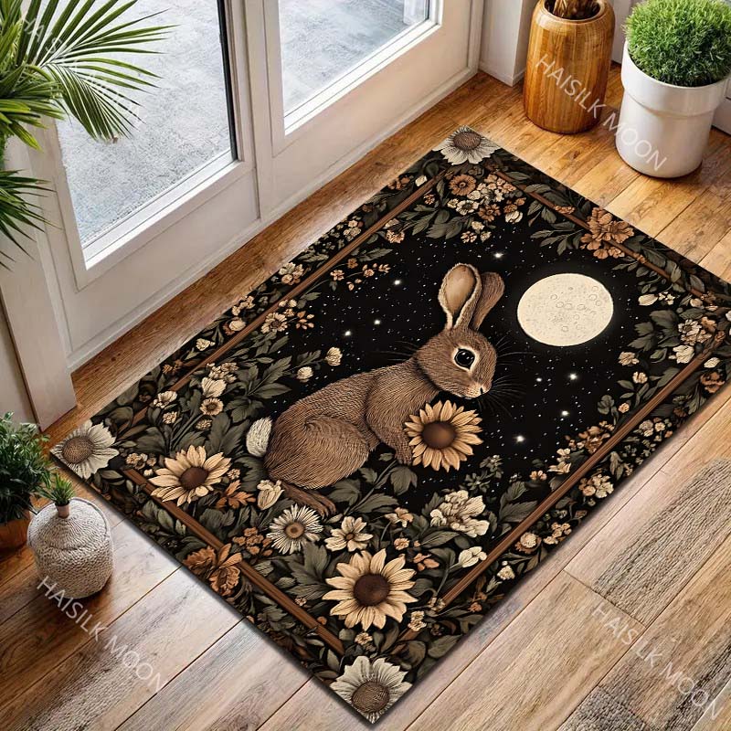 Multiple sizes Moonlit Rabbit Rug Pattern Carpet for Living Room Bedroom Sofa Home Decor Non-slip Floor Mat Luxury Gift