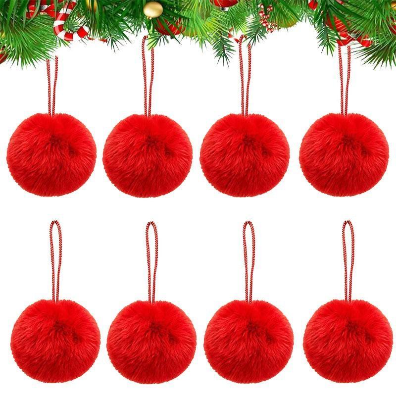 Christmas Long Plush Ball Xmas Tree Drop Ornaments Merry Christmas Holiday Party Decor 2026 Happy New Year 2027
