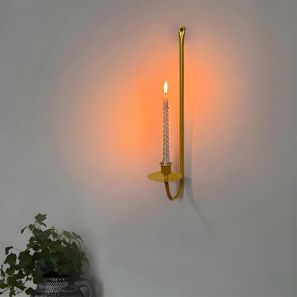 L-Shape Wall Mount Candle Holder Retro Candle Stand Metal Candle Sconce Candlelight Dinner