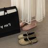 Suede fairy wind with skirt shallow mouth single shoes spring 2024 new flat shoes retro round head Mary Jane shoes
