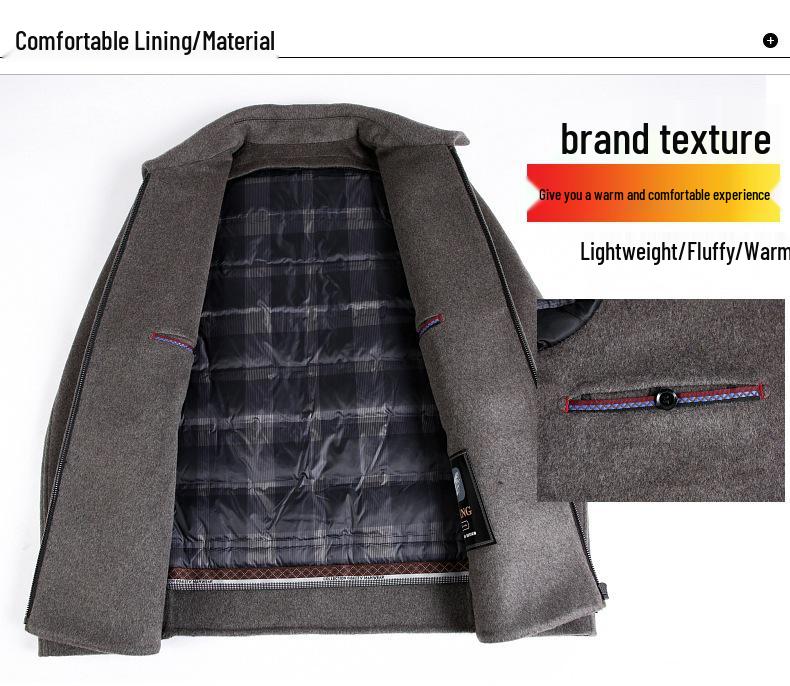 Men's Winter Double-Sided Wool Lapel Jacket with Cashmere Inner Layer - Dad Style