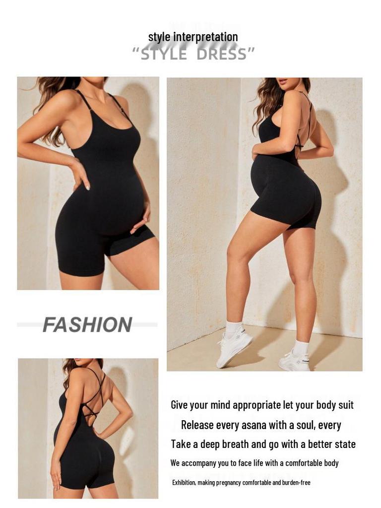 Sommerlicher rückenfreier Umstandsjumpsuit: Sexy, Bequem, Hochtaillierter Yoga-Anzug