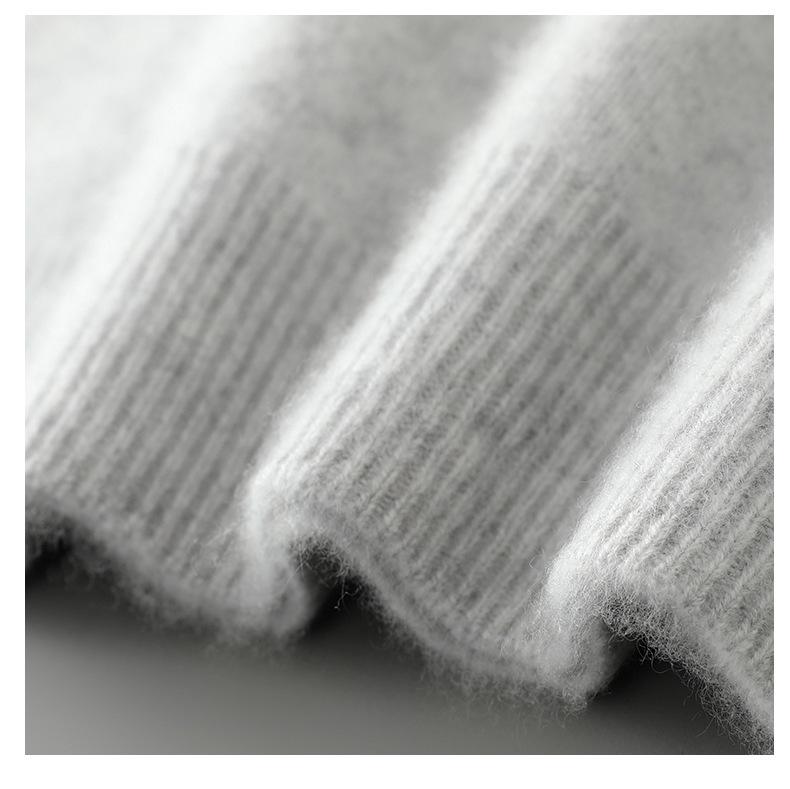 Men's 100% Pure Wool Half-High Collar Thick Cashmere Sweater - Autumn/Winter Loose Knit Pullover.