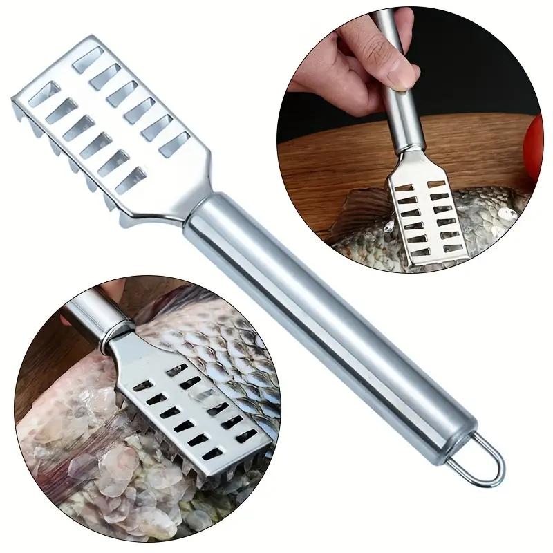 Fischschuppenentferner aus Edelstahl, 2-teiliger Fischhautschäler, Fischschuppenentferner, Fischschuppenschaber, schneller und einfacher zu entfernen