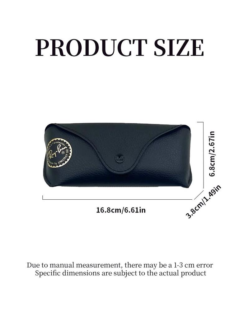 RAYBAN Leather Sunglasses Case Full Set, Portable Shockproof Eyeglass Storage Box with Box, Cleaning Cloth