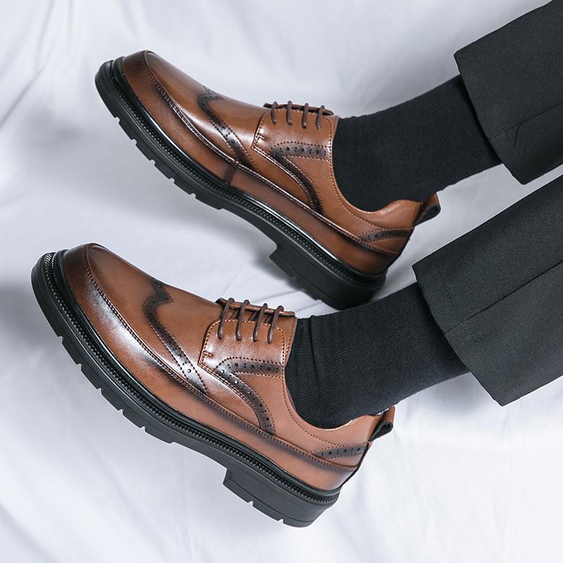 Fashion Fashion Walking Lace Up Oxford Shoes Classic Men's Leather Casual Shoes British Style Formal Dress Footwear Male Business Shoes