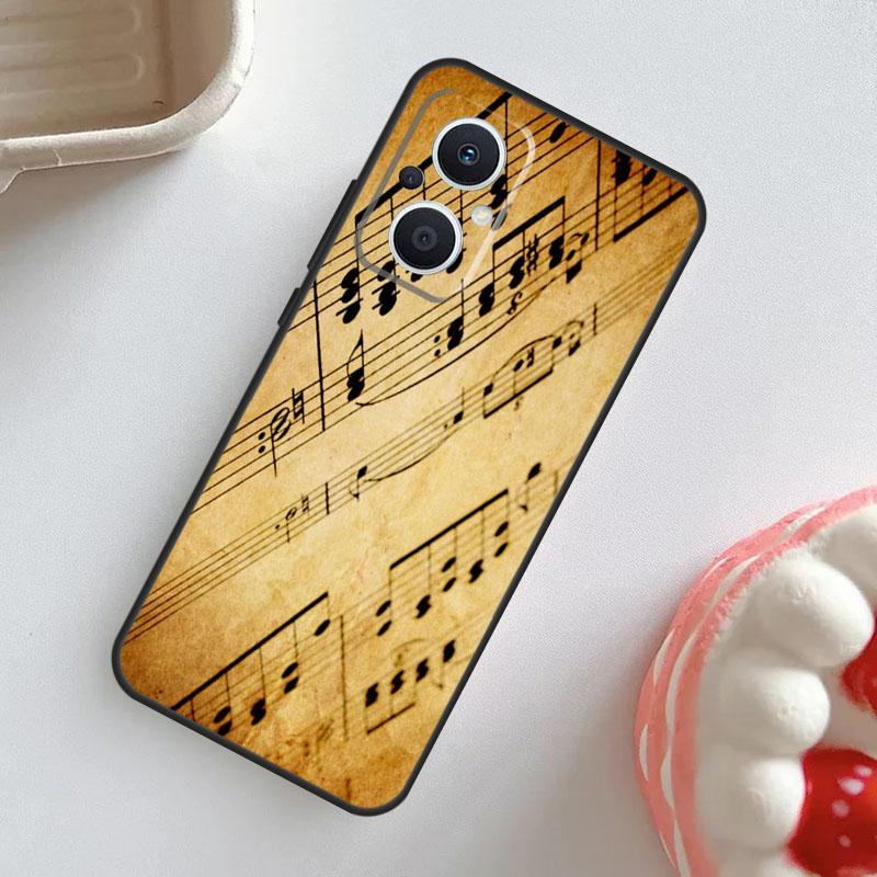 

Piano keys Vintage Music Notes Case For OPPO Reno 11 F 10 Pro 4Z 5Z 8T 4 5 6 7 8 Lite OPPO Find X6 Pro X2 X3 X5 Lite Cover OPPO Reno8 T 4G