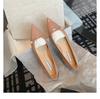 Sheepskin version fairy wind pearl leather pointed head shallow mouth single shoes women's flat French Mary Jane shoes women's commuter ladyshoes