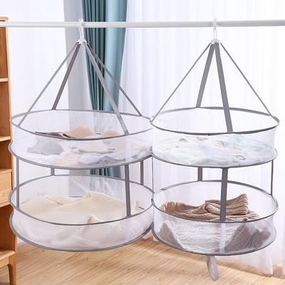 New Hanging Clothes Drying Basket Single Layer/Double Layer Folding Drying Racks Sweater Anti-Deformation Thickened Net Pocket