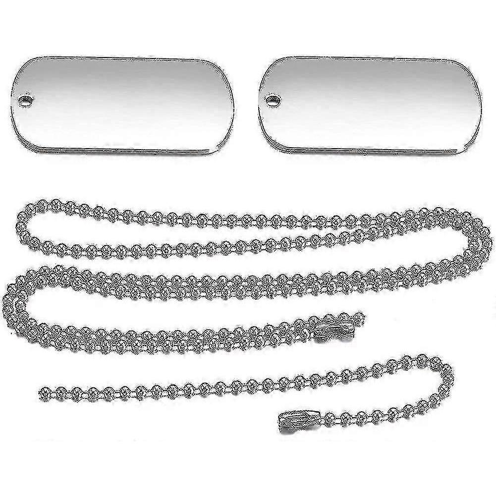Army Style Double Dog Tag Pendant Mens Necklace, Biker 70cm Ball Chain-Yvan